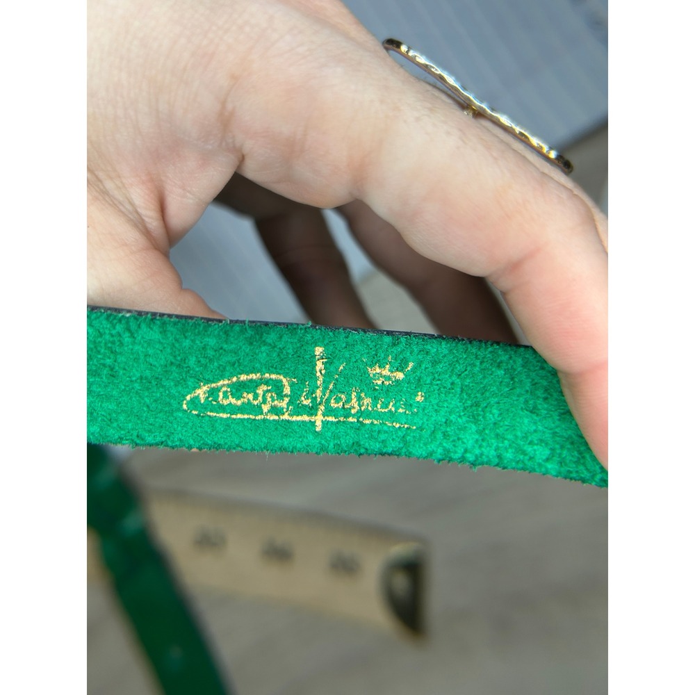 Green Leather Belt Braided Size S Boho Vintage - Picture 2 of 9